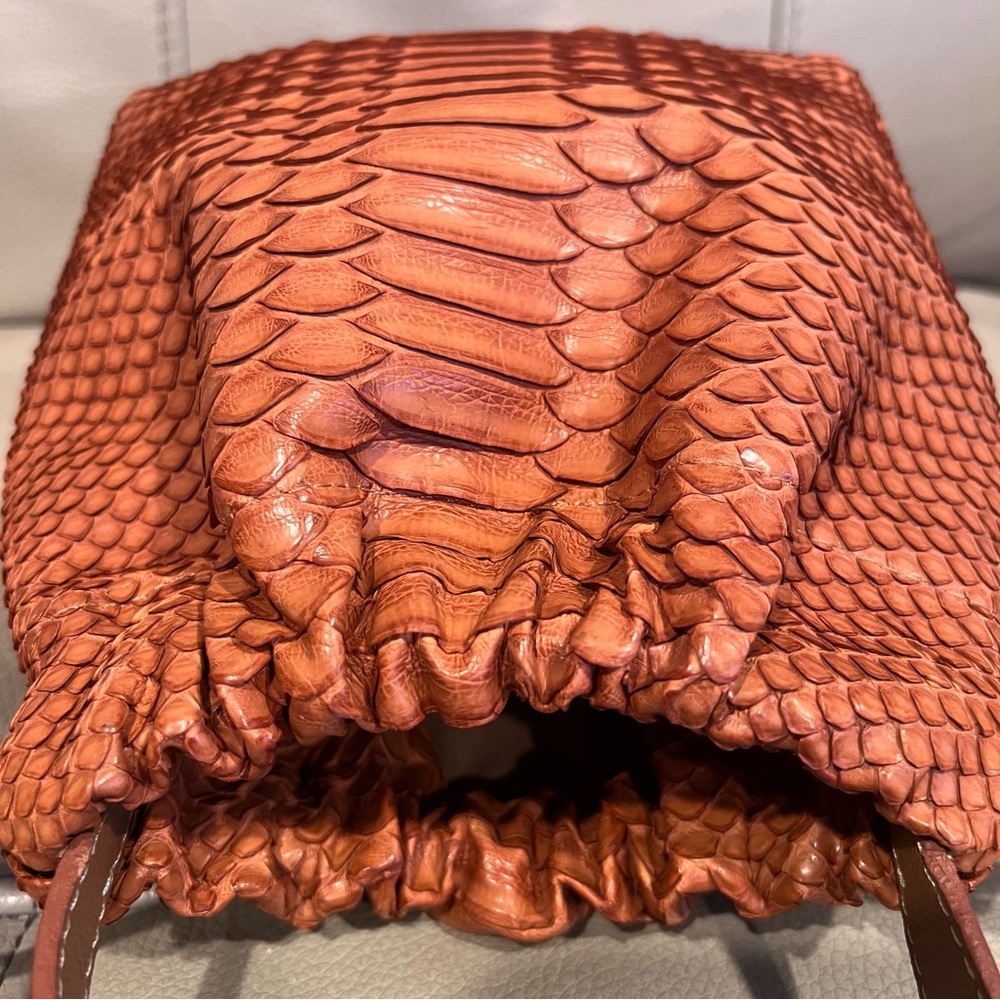 Adriana Castro Python Skin La Rossy Mini Bucket Bag Boho Chic Snake - Picture 10 of 13